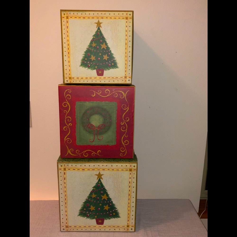 Bundle Christmas Nesting Boxes, 3 all fit together for storage, skip the wrappin